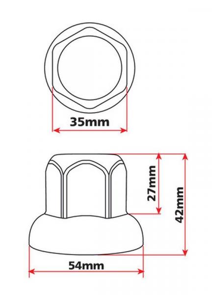 Satz mit 10 Radmutterabdeckungen aus Edelstahl - Ø 33 mm