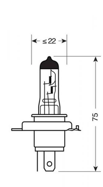 24V-Halogenlampe Blu-Xe - H4 - 70/75W - P43t - 2 Stück - D/Blister