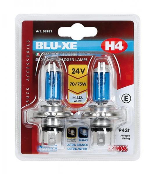 24V-Halogenlampe Blu-Xe - H4 - 70/75W - P43t - 2 Stück - D/Blister