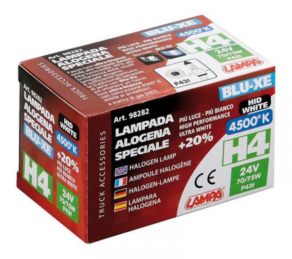 24V-Halogenlampe Blu-Xe - H4 - 70/75W - P43t - 1 Stck - Box