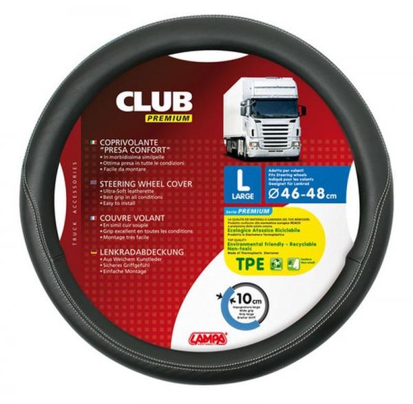 Club-Lenkradbezug mit Komfortgriff aus TPE - L - Ø 46/48 cm - Schwarz