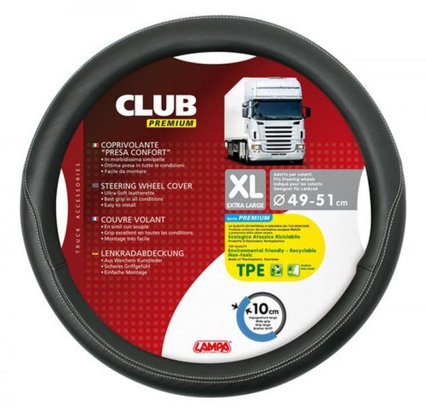 Club-Lenkradbezug mit Komfortgriff aus TPE - XL - Ø 49/51 cm - Schwarz