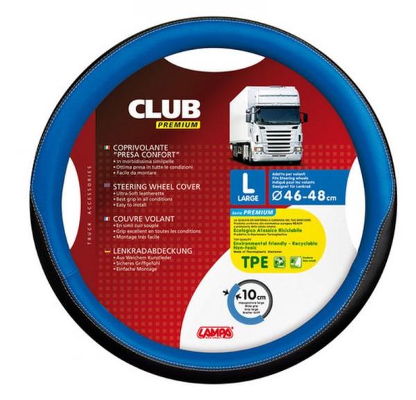 Club-Lenkradhülle mit Komfortgriff aus TPE - L - Ø 46/48 cm - Blau