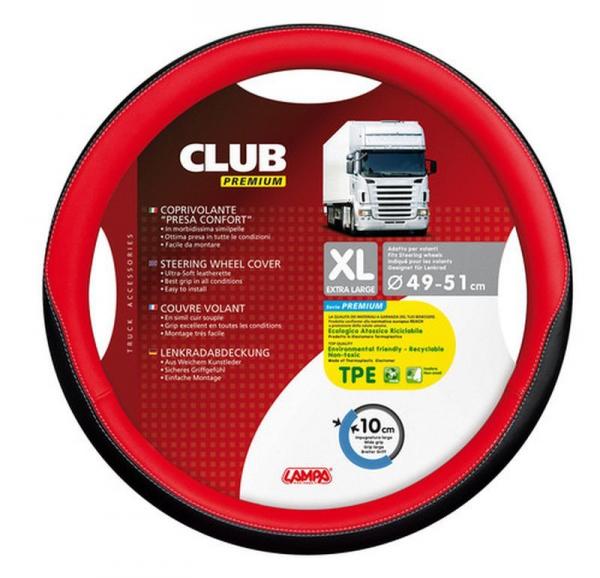 Club-Lenkradhülle mit Komfortgriff aus TPE - XL - Ø 49/51 cm - Rot